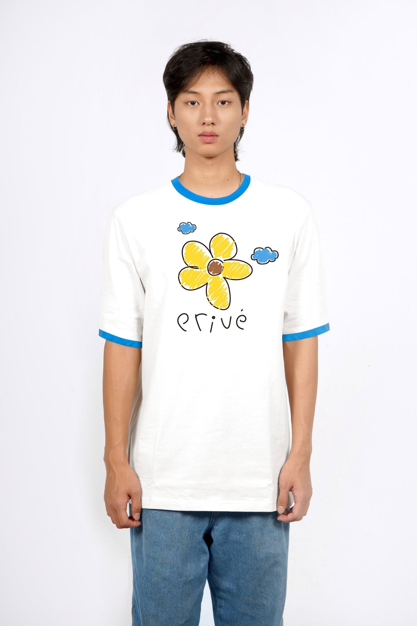 MEN FLOWER IMPRESSION RINGER T-SHIRT